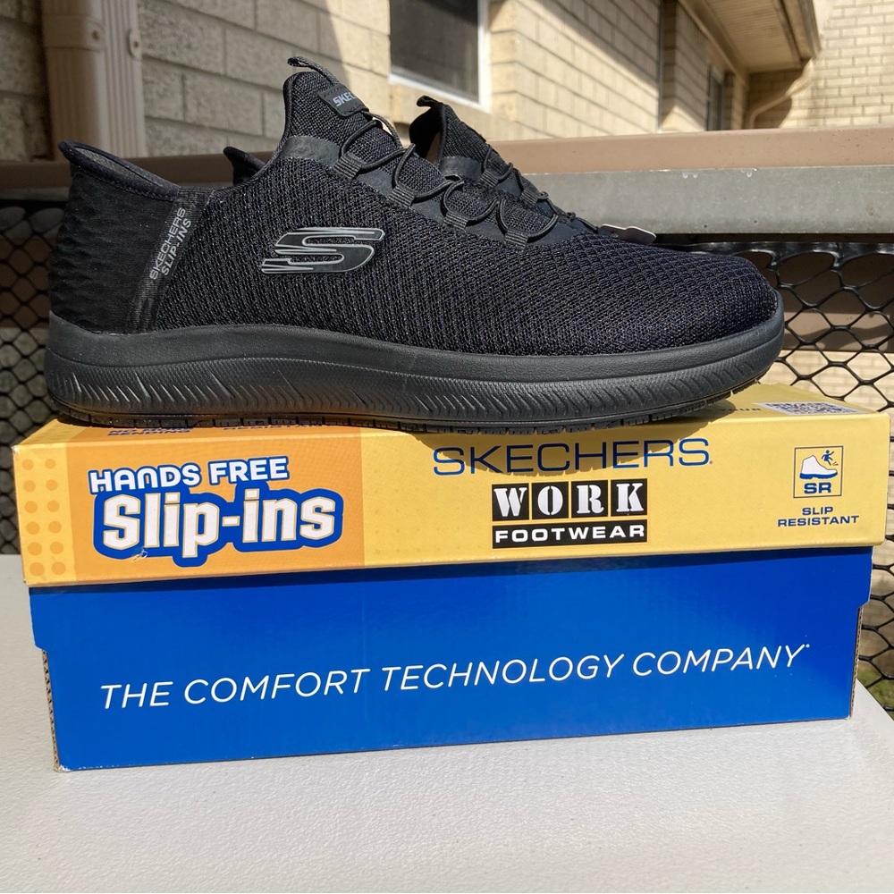 Skechers Slip-ins Work: Summits SR Enslee Hands Free Slip on Black Sneakers 10 W - Picture 10 of 17